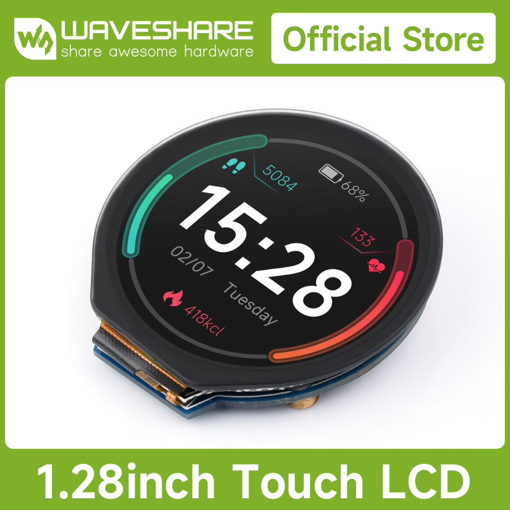 I2C Lcd Display - Waveshare 1,28 inch ronde LCD-displaymodule met